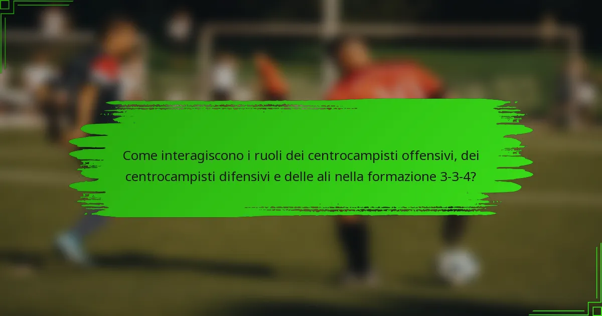 Come interagiscono i ruoli dei centrocampisti offensivi, dei centrocampisti difensivi e delle ali nella formazione 3-3-4?