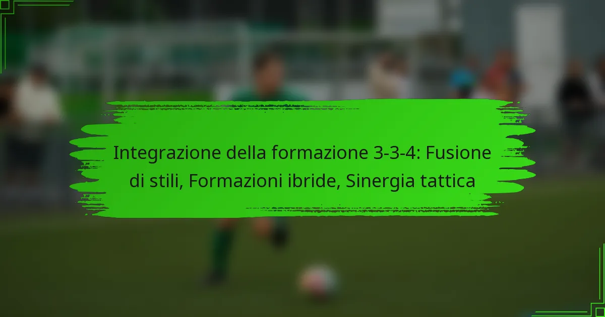 Integrazione della formazione 3-3-4: Fusione di stili, Formazioni ibride, Sinergia tattica