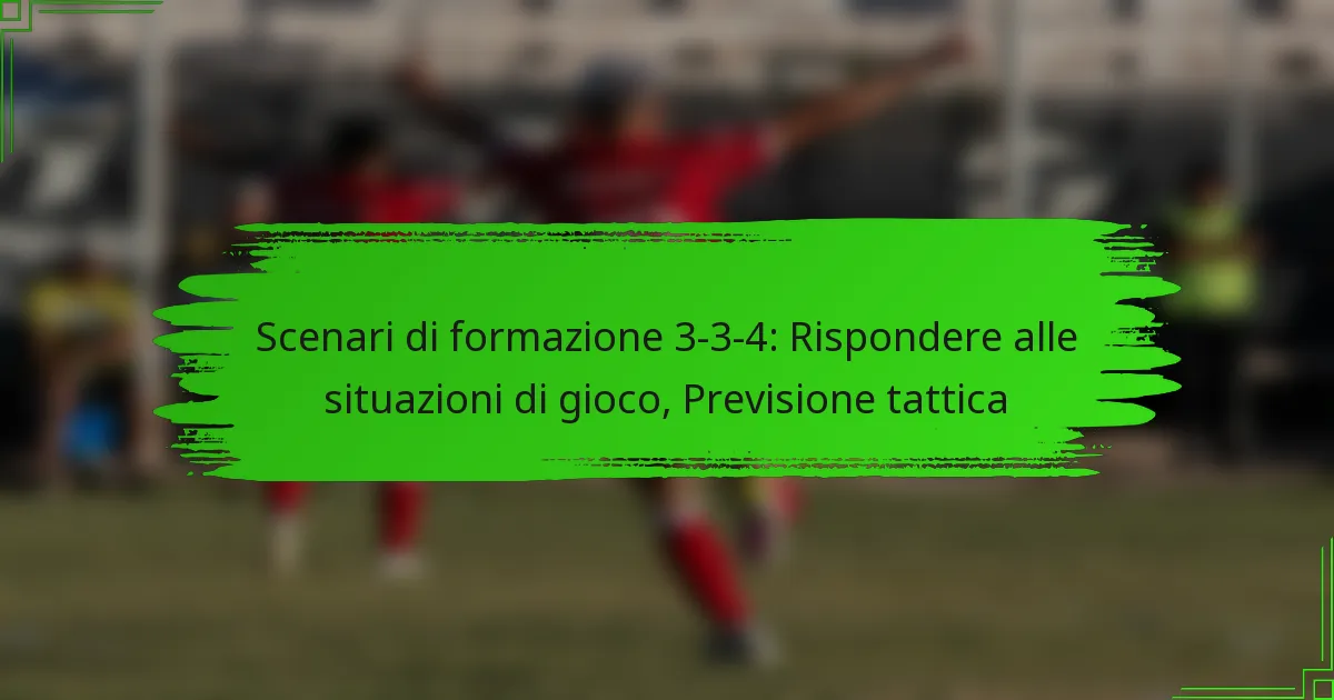 Scenari di formazione 3-3-4: Rispondere alle situazioni di gioco, Previsione tattica