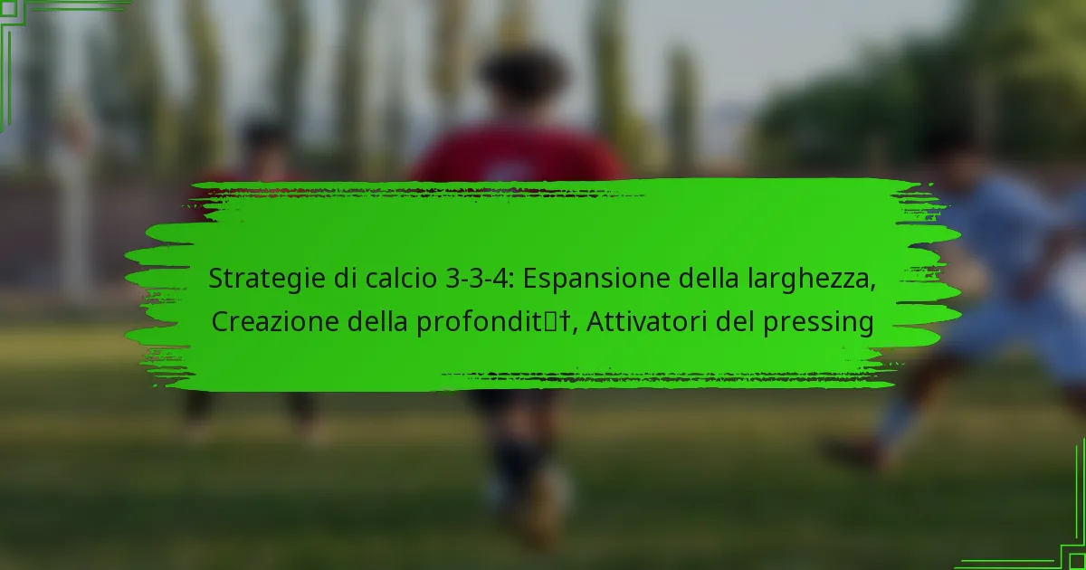 Strategie di calcio 3-3-4: Espansione della larghezza, Creazione della profondità, Attivatori del pressing